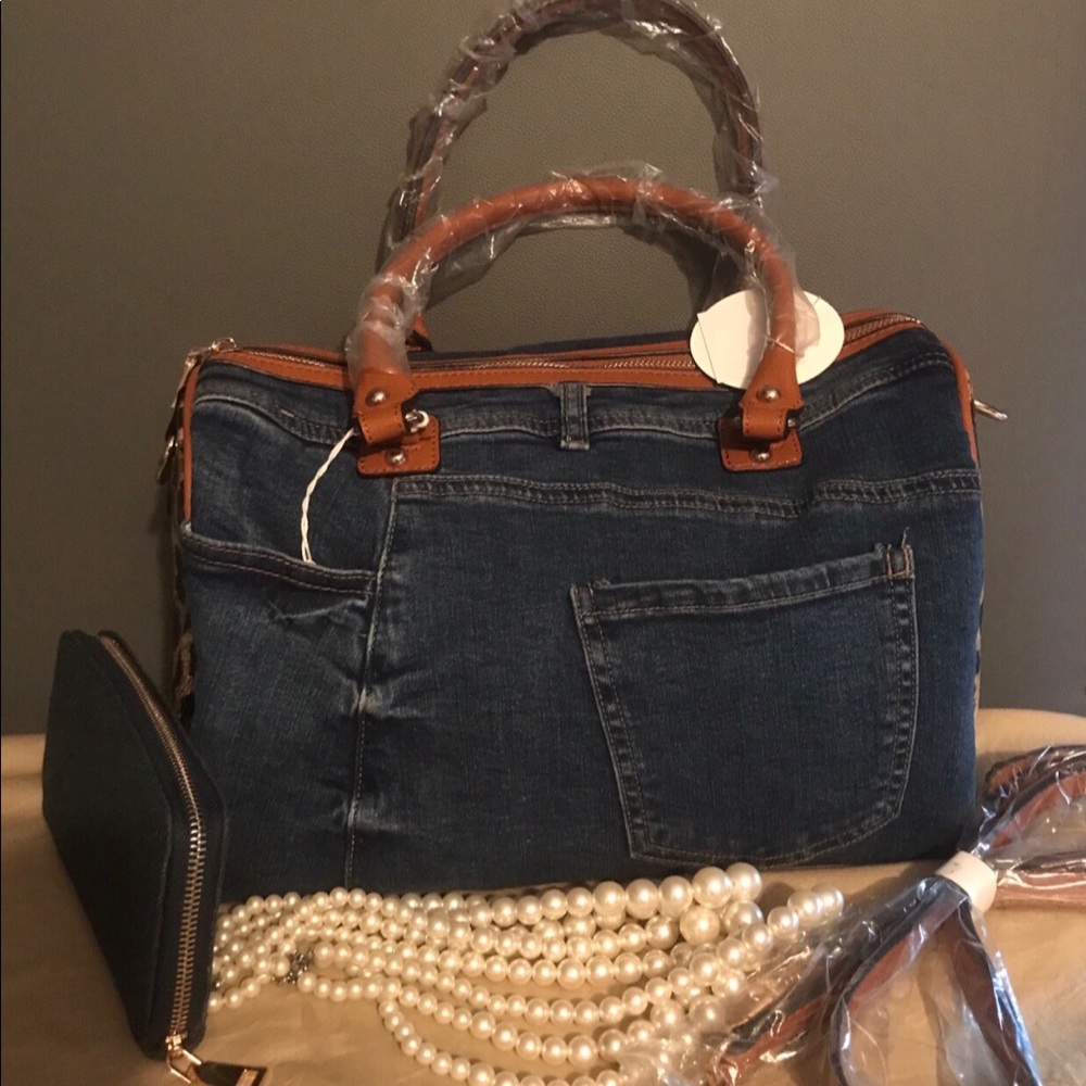 Denim Purse and Matching Wallet